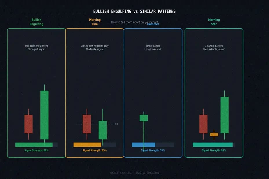 Bullish Engulfing vs Similar Candlestick Patterns