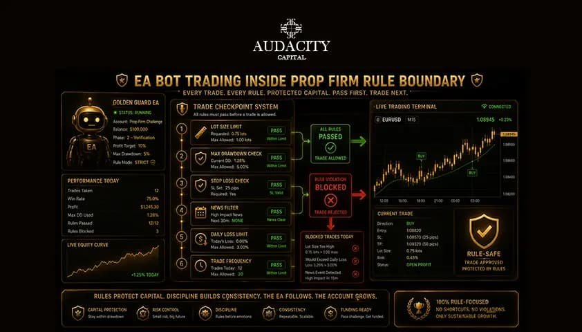 EA bot trading inside a prop firm rule boundary