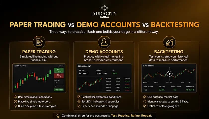 Paper Trading vs Demo Accounts vs Backtesting