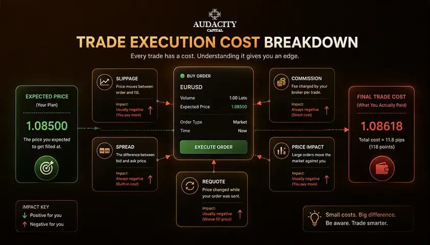 Slippage vs Spread, Commission, Price Impact, and Requotes