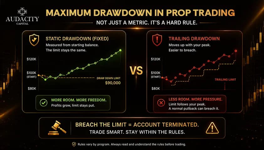 Static vs Trailing Maximum Drawdown in Prop Trading
