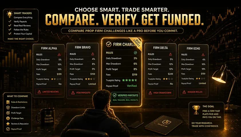 comparing multiple prop firm challenge cards