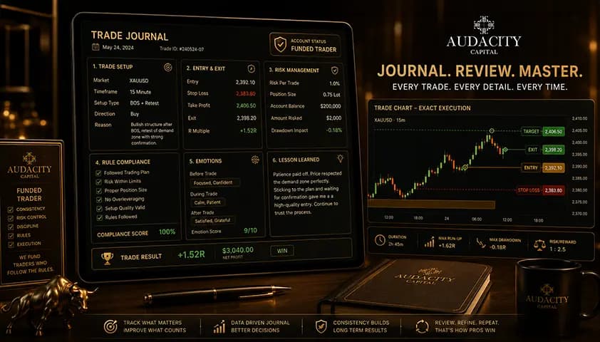 funded trader’s journal dashboard