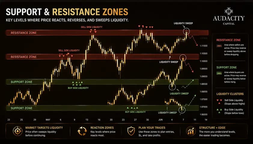 key support and resistance zones